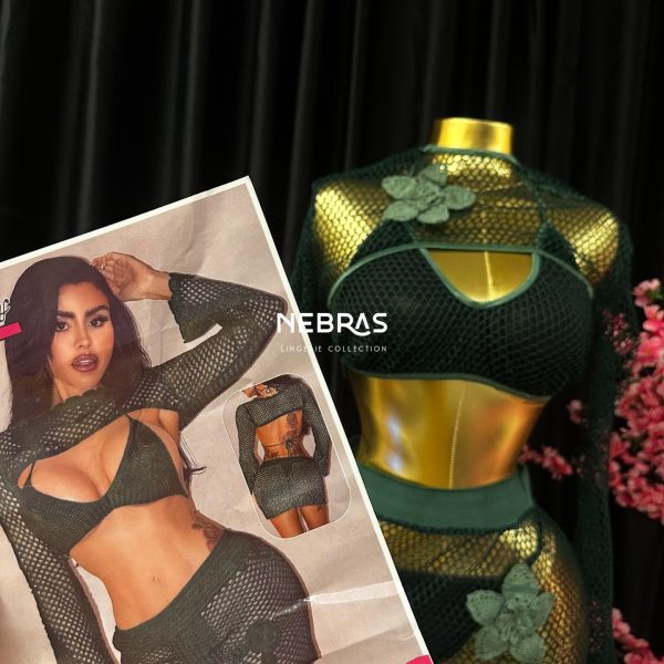 طقم شبكي قطعتين (Fishnet Two-Piece Set)